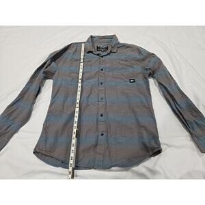 Zoo York Mens Button Up Shirt XL Gray/ Blue Strips